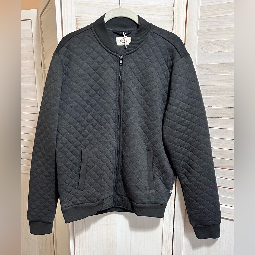 Marine Layer Corbet Quilted Bomber Charcoal Heather